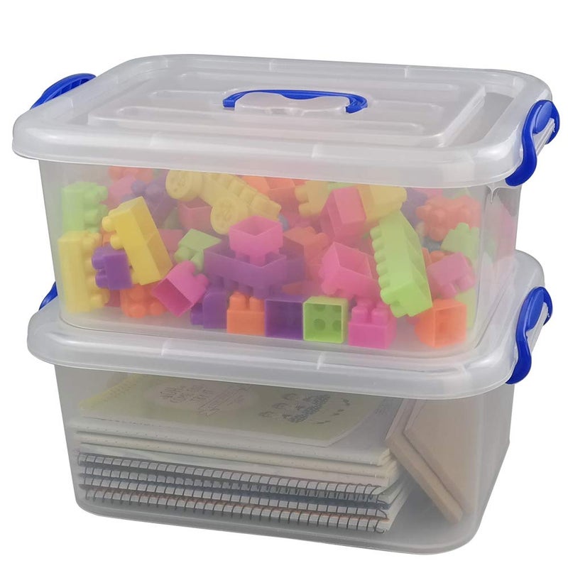 Eagrye 8 Quart Plastic Storage Latch Box, Clear Storage Bin with Handle, Set of 2 - Image 1